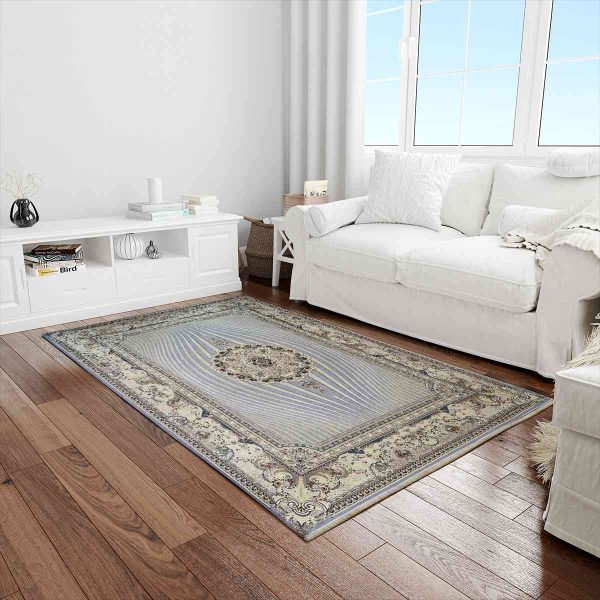 خرید فرش 1200 شانه حاشیه طلایی سه بعدی کد 149 فرش پر نقش و نگار فروشگاه آنلاین فرش ماشینی | فرش کاشان