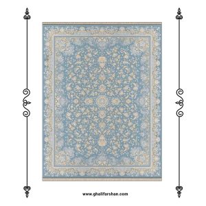 فرش ماشینی 700 شانه طرح سی گل آبی کد 7150