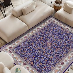 خرید فرشینه طرح فرش افشان رنگ سرمه ای کد 90145 فرشینه طرح فرش فروشگاه آنلاین فرش ماشینی | فرش کاشان