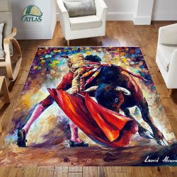 فرشینه مخمل طرح گاو سبک رنگ روغن کد 83109 فرشینه طرح رنگ روغن فروشگاه آنلاین فرش ماشینی | فرش کاشان