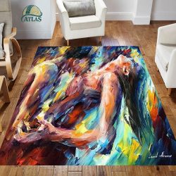فرشینه مخمل طرح زن و مرد و بغل و بوس سبک رنگ روغن کد 83055 فرشینه طرح رنگ روغن فروشگاه آنلاین فرش ماشینی | فرش کاشان