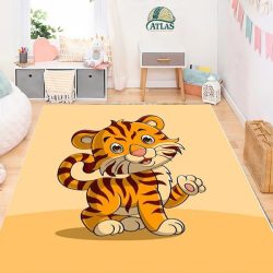 فرشینه مخمل اتاق کودک طرح ببر ناز کد 40083 فرشینه اتاق کودک فروشگاه آنلاین فرش ماشینی | فرش کاشان