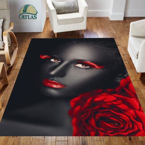 فرشینه مخمل طرح چهره کد 55010 فرشینه طرح چهره فروشگاه آنلاین فرش ماشینی | فرش کاشان