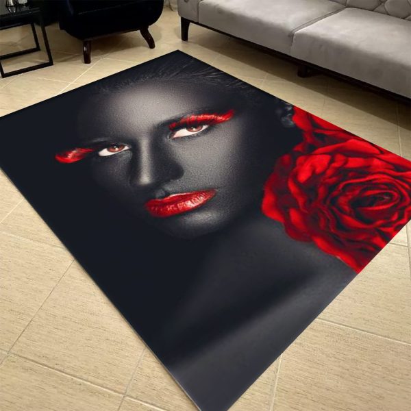 فرشینه مخمل طرح چهره کد 55010 فرشینه طرح چهره فروشگاه آنلاین فرش ماشینی | فرش کاشان