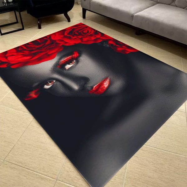 فرشینه مخمل طرح چهره کد 55011 فرشینه طرح چهره فروشگاه آنلاین فرش ماشینی | فرش کاشان
