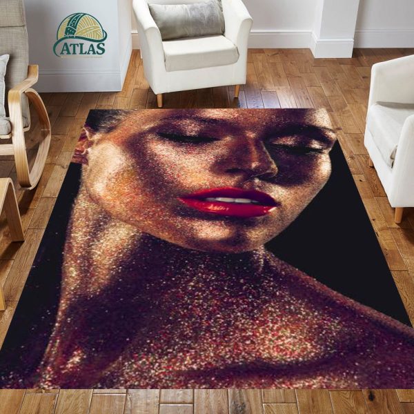فرشینه مخمل طرح چهره کد 55063 فرشینه طرح چهره فروشگاه آنلاین فرش ماشینی | فرش کاشان