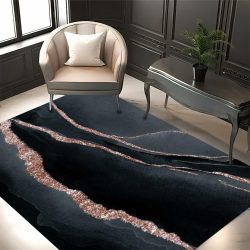 فرشینه طرح سنگ مرمر مشکی با رگه های طلایی کد 50031 فرشینه راهرویی فروشگاه آنلاین فرش ماشینی | فرش کاشان