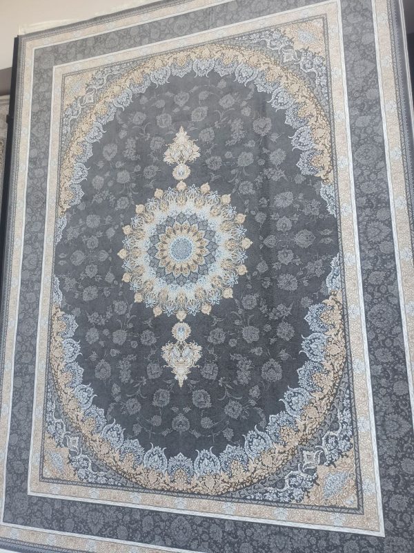 خرید فرش ماشینی 1200 شانه برجسته طرح نویان دودی فرش جهان فروشگاه آنلاین فرش ماشینی | فرش کاشان